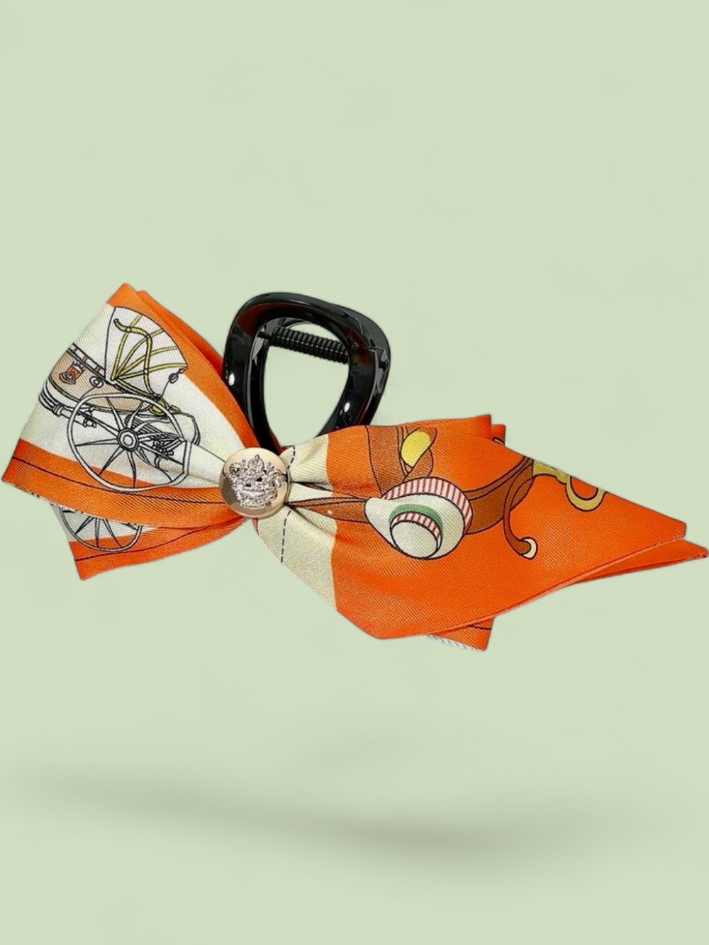 Equestrian Pattern Printed Bow Hair Claw Clip